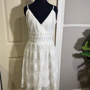 Guess White Lace Midi Dress